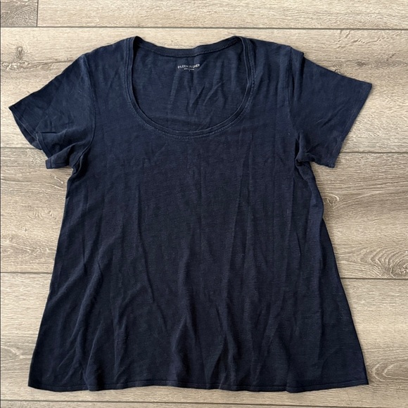 Eileen Fisher linen navy blue tshirt small - Picture 2 of 4